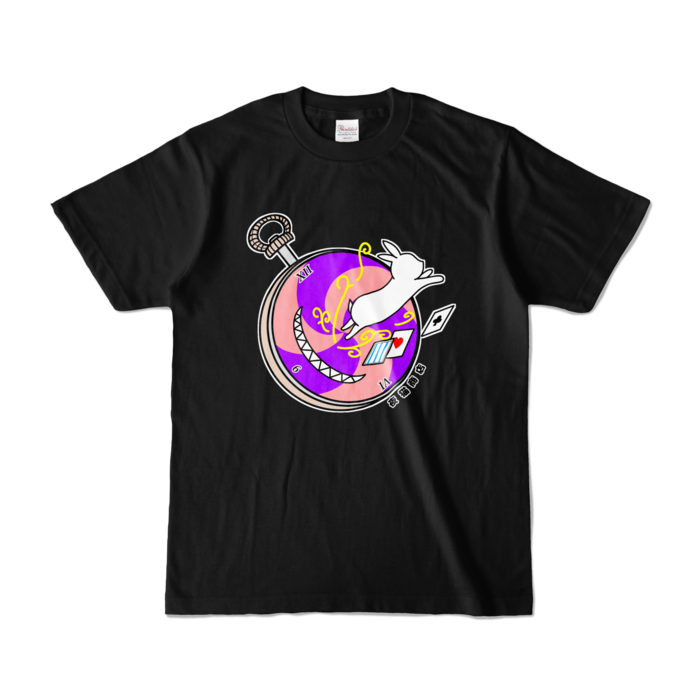 不思議の国のウサギ Tシャツ - S - ブラック