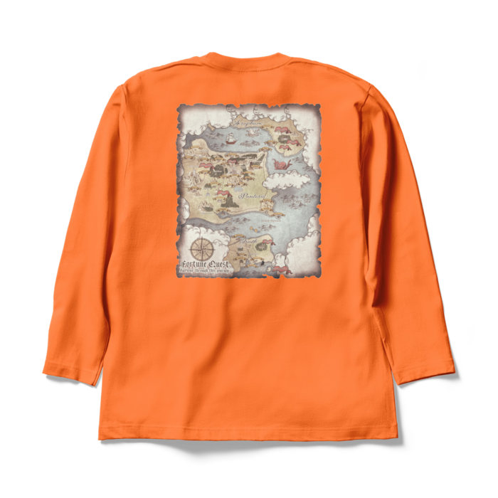 背面マップロングスリーブTシャツ - XL - オレンジ