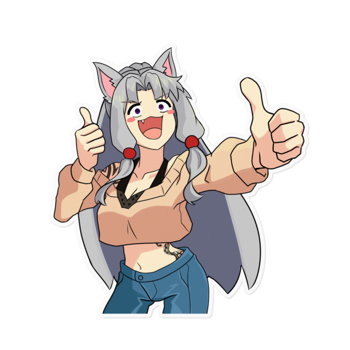 タコ姉ステッカーホワイト - 160 x 160 (mm)