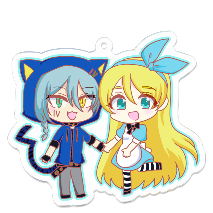 アクリルキーホルダー - 70 x 70 (アリス&チェシャ猫)