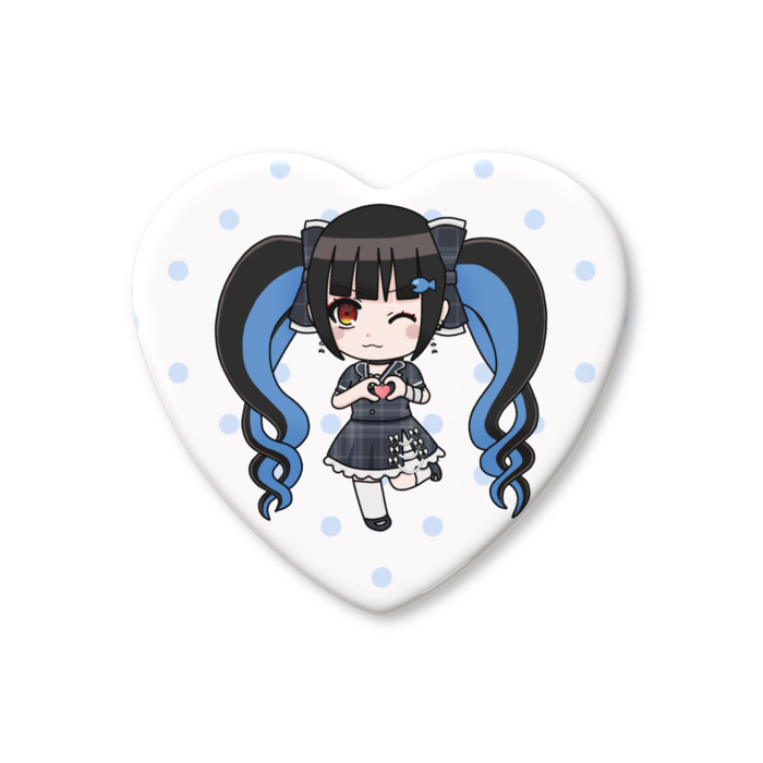 ハート缶バッジ - 52.5 × 57mm