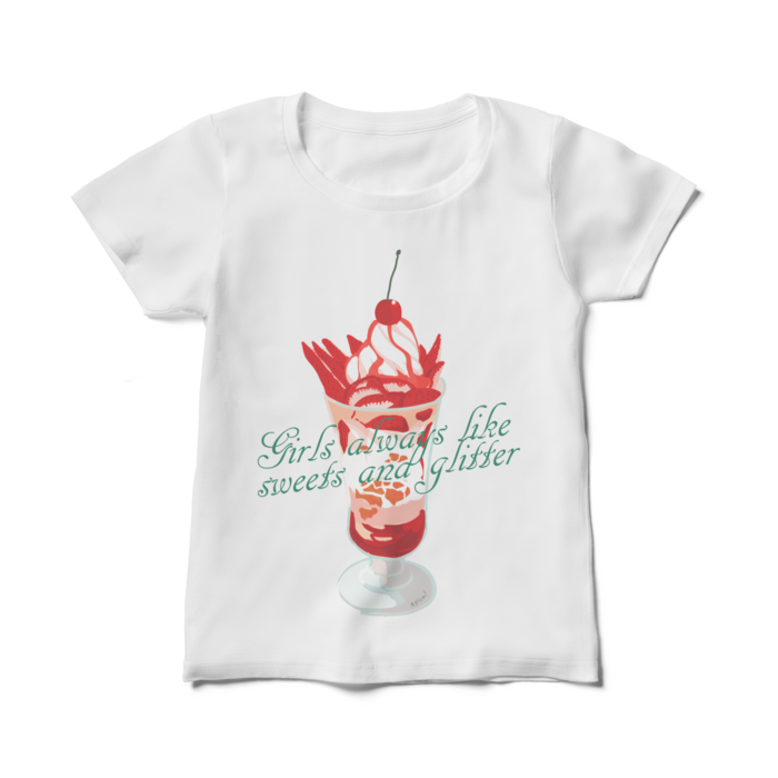 レディースTシャツ ・イチゴパフェ- M - 白