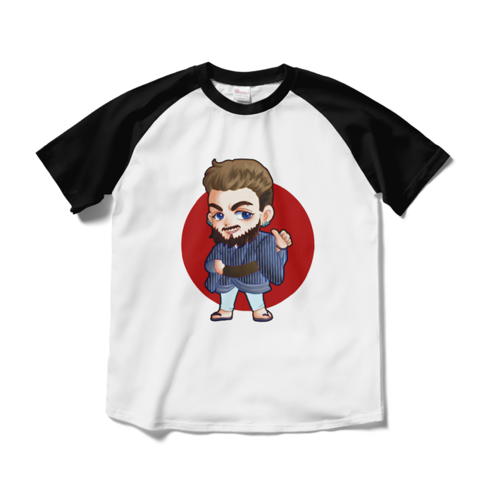 ラグランTシャツ - M - ホワイト×ブラック