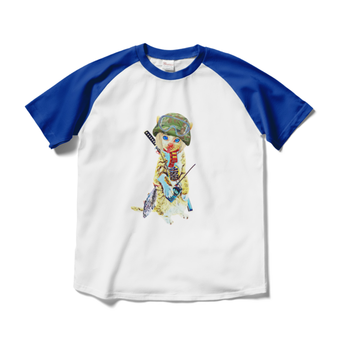 ラグランTシャツ - M - ホワイト×ロイヤルブルー