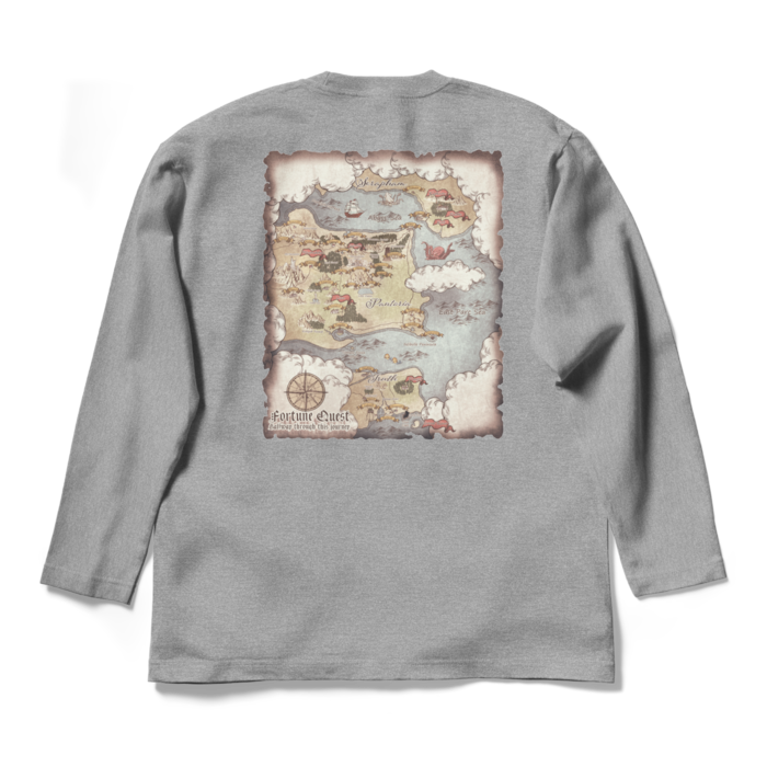 背面マップロングスリーブTシャツ - L - 杢グレー