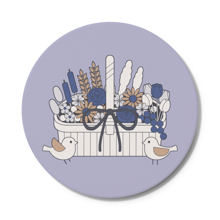 コースターA　円形　くすみブルー