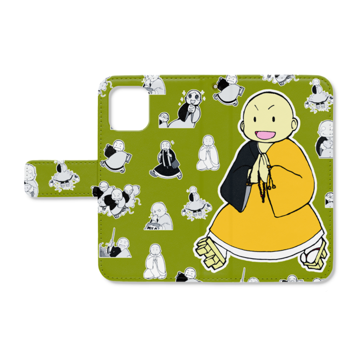 手帳型iPhoneケース - iPhone12 mini - ストラップ穴 あり（黄土色）