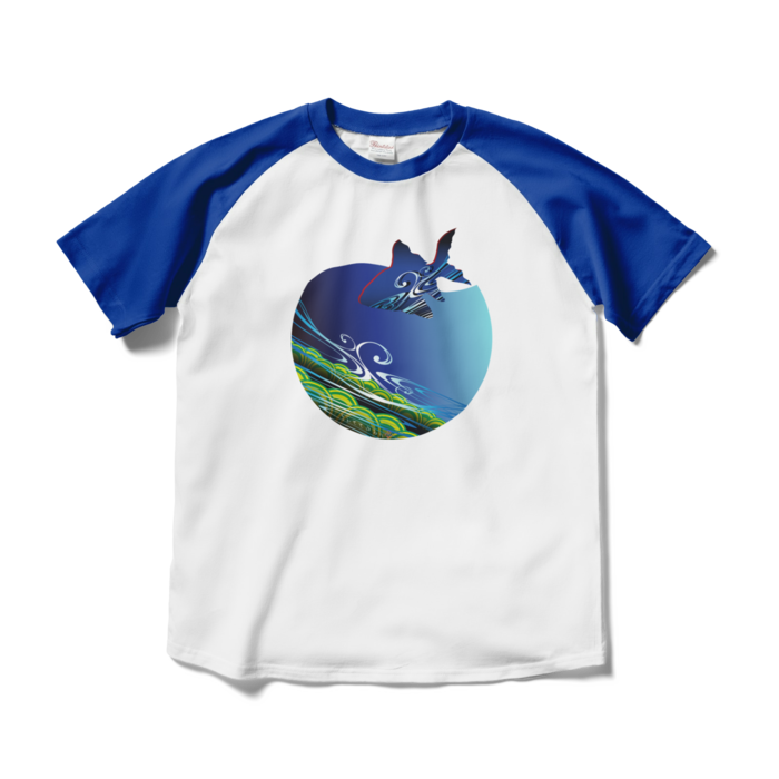 ラグランTシャツ - M - ホワイト×ロイヤルブルー