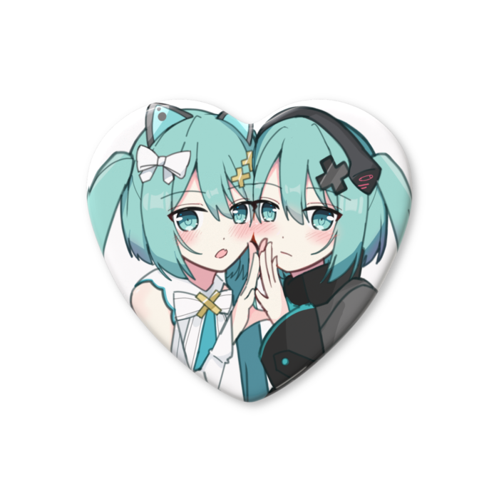 ハート缶バッジ - 57 × 52.5mm