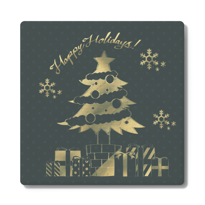 クリスマスコースター(ツリー&プレゼント)緑