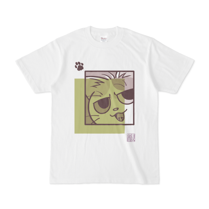 猫柄Tシャツ抹茶 - S