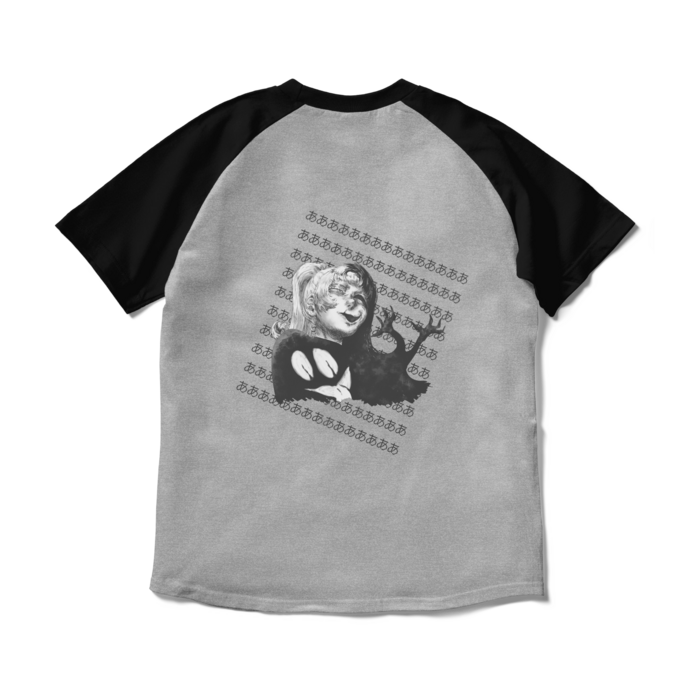 ラグランTシャツ - M - 杢グレー×ブラック