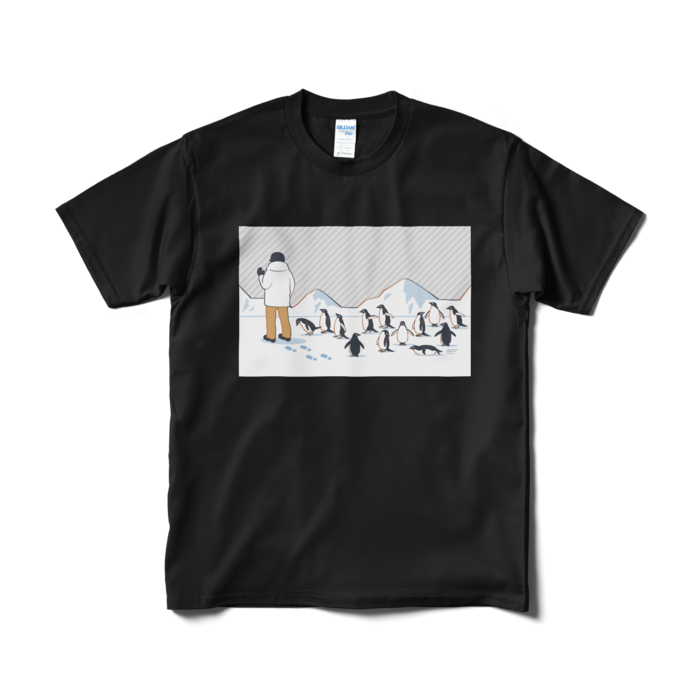 Tシャツ短納期　灰色×黒色　M