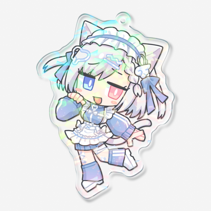 ホログラムアクリルキーホルダー(青ジャージメイド：煽り顔)