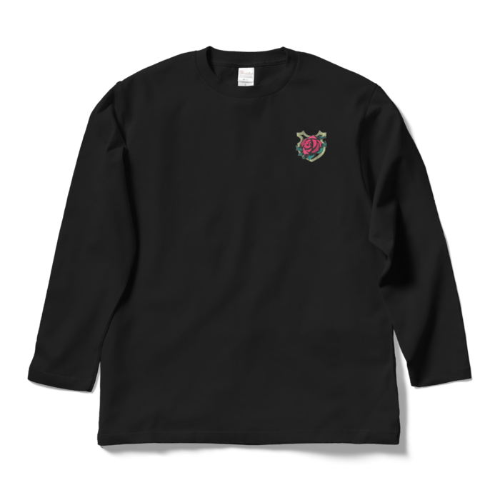 薔薇ワンポイントロングスリーブTシャツ - L - ブラック