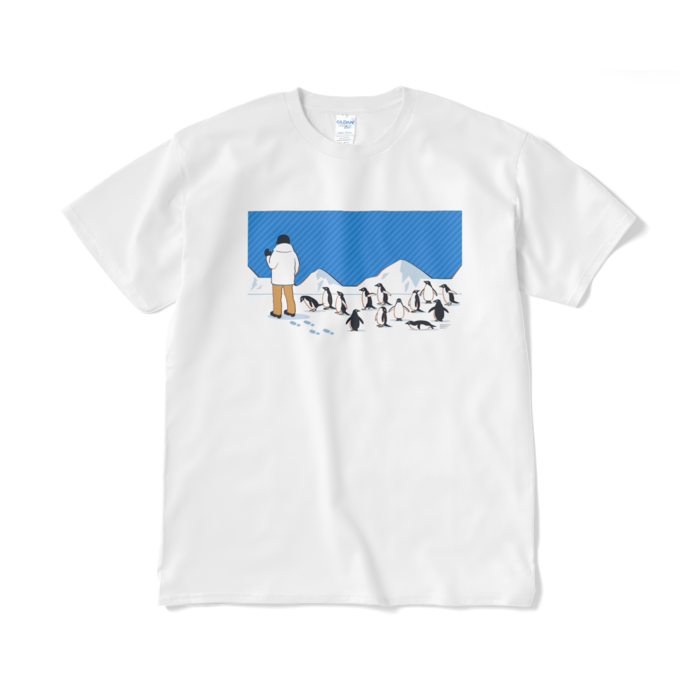 Tシャツ短納期　青色×白色　XL