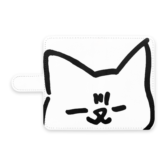 手帳型Androidケース - S - ストラップ穴 なし【しろ】でか顔