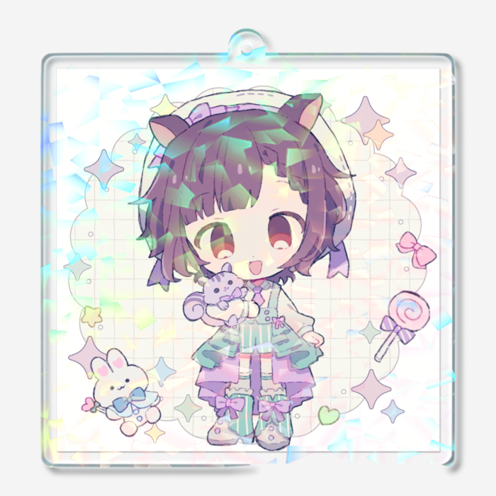 ホログラムアクリルキーホルダー - 70 × 70mm