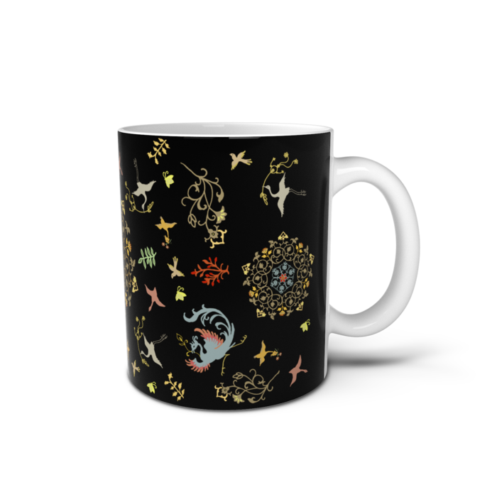 正倉院柄マグカップ - 黒