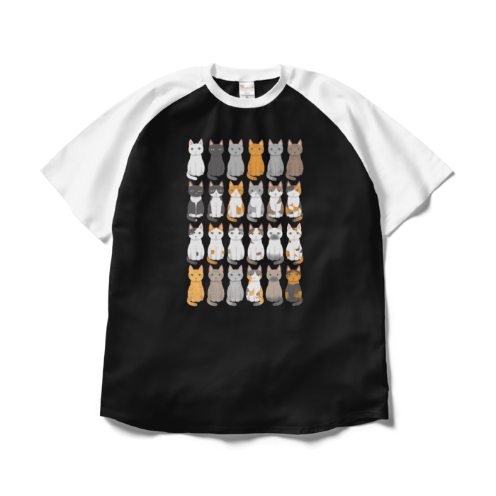 ラグランTシャツ - XL - ブラック×ホワイト