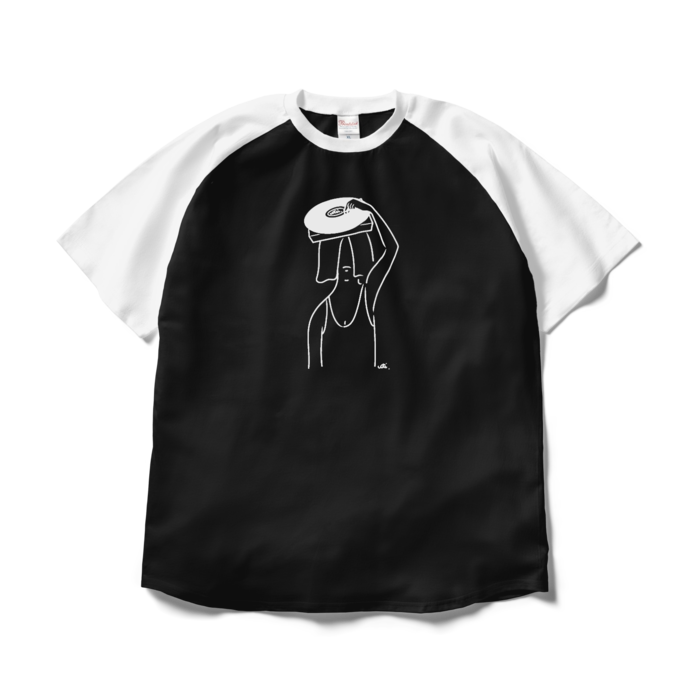 ラグランTシャツ - XL - ブラック×ホワイト