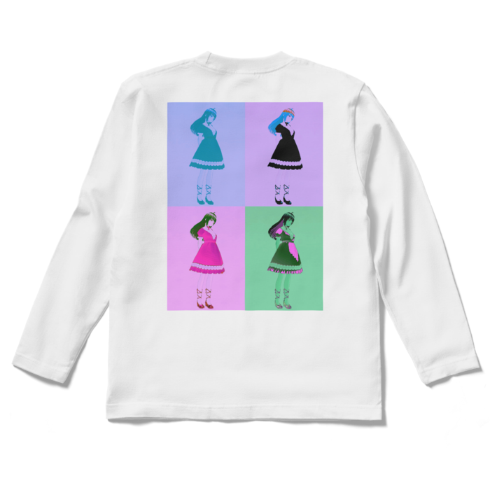 白ロングスリーブTシャツ - S - (紫模様)