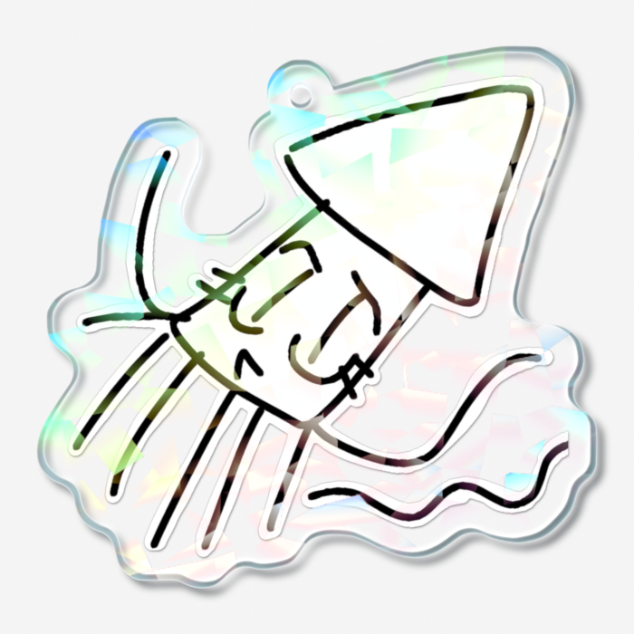 【８】イカ(～♪)・ホログラムアクリルキーホルダー - 50 × 50mm