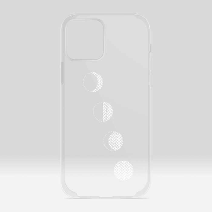 クリアiPhoneケース・文様月・白：iPhone12 / 12 Pro