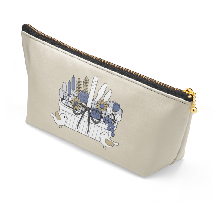 ポーチA　ベージュ×ファスナー黒