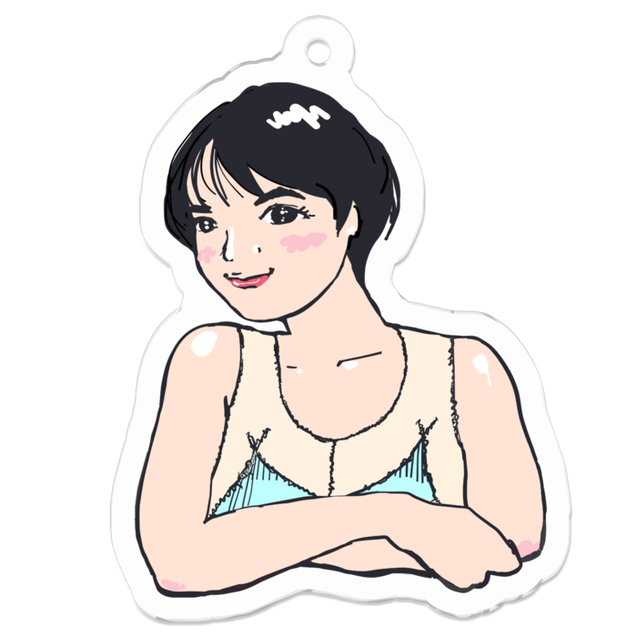 アクリルキーホルダー①テレコタンクトップ - 50 x 50 (mm)
