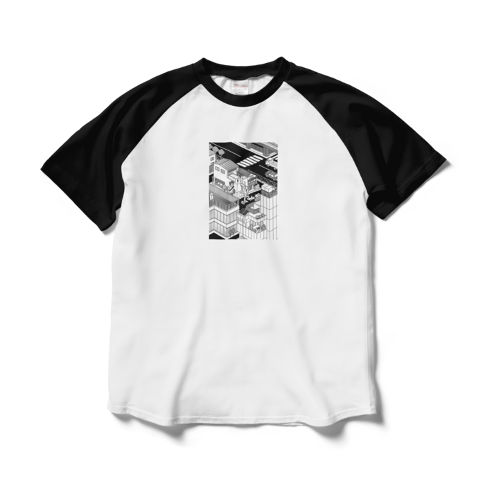 ラグランTシャツ - L - ホワイト×ブラック