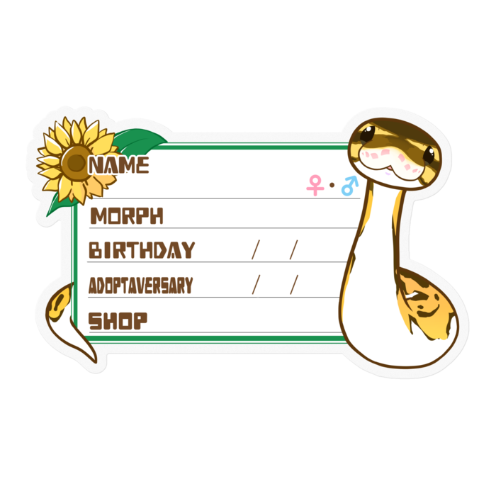 【🐍お名前ステッカー】ボールパイソン(パイボール) ‐ひまわり(英語)
