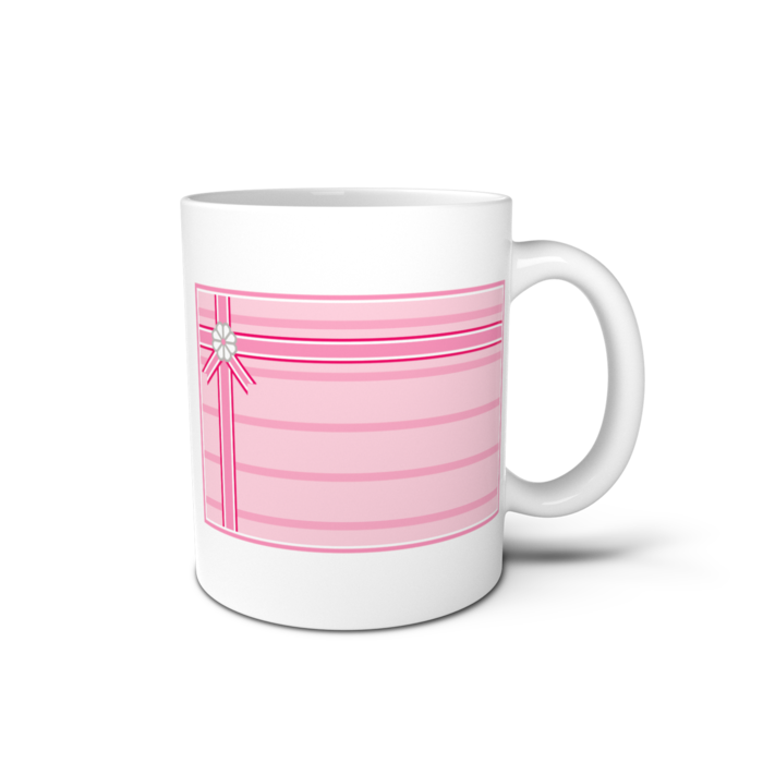 八枚花のラッピング風2のマグカップ(ピンク系)