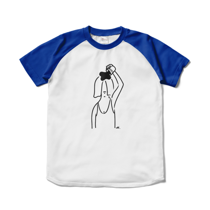 ラグランTシャツ - S - ホワイト×ロイヤルブルー