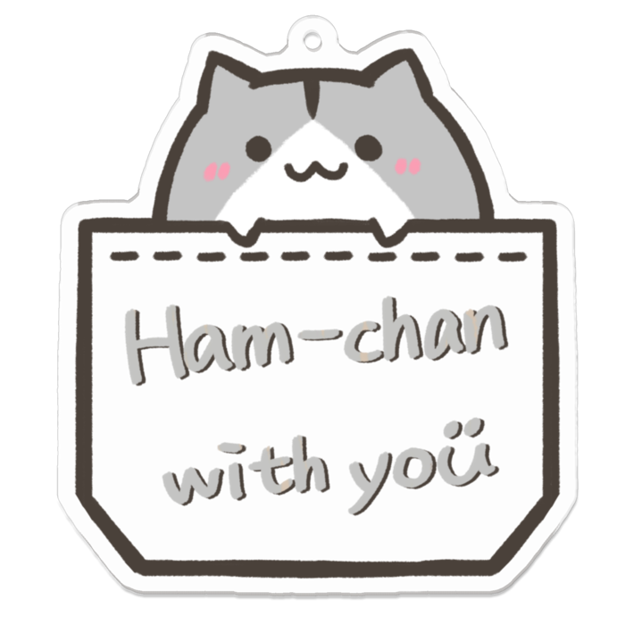 アクリルキーホルダー -ぽっけ・文字色グレー（70×70）