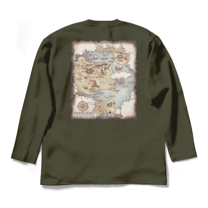 背面マップロングスリーブTシャツ - L - アーミーグリーン