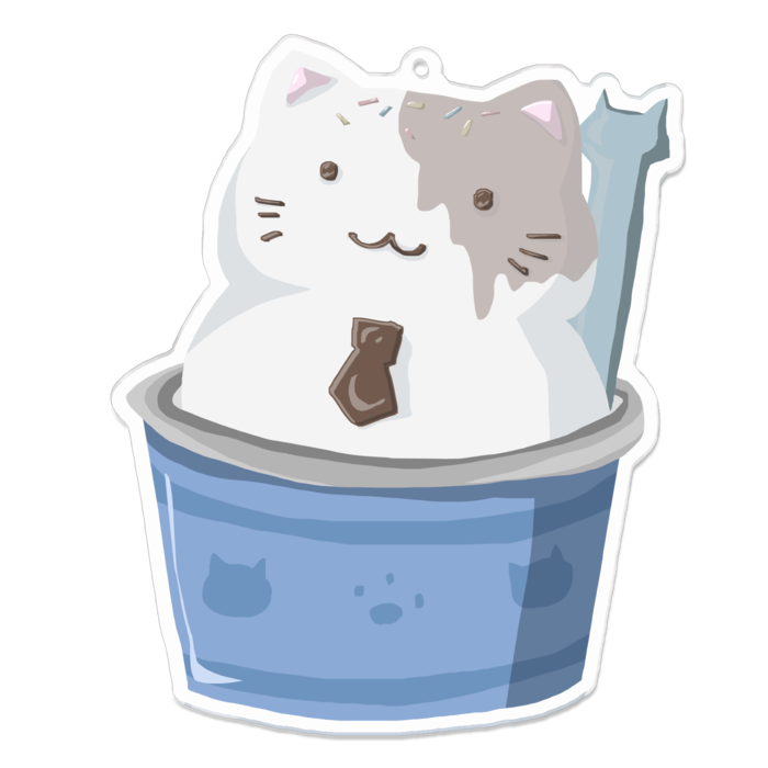 ねこあいすアクキー - 100 x 100 (mm)