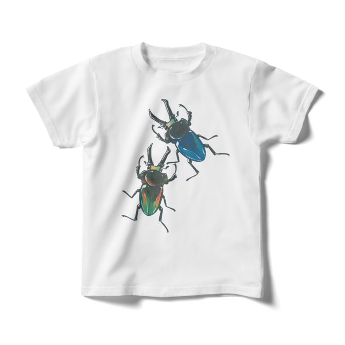 キッズTシャツ(ニジイロクワガタ/ブルー×オレンジ)140cm