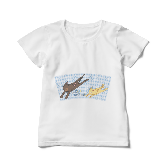 レディースTシャツ - L - 白_猫は心を見る(両面)