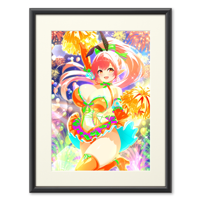 複製画(プリモアート) - A4(ピンク髪/額縁・ブラック)