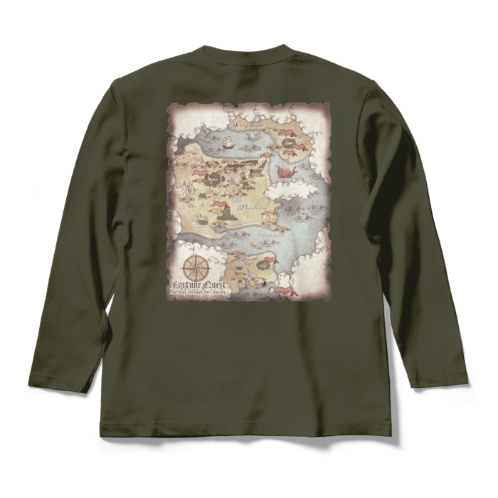 背面マップロングスリーブTシャツ - M - アーミーグリーン