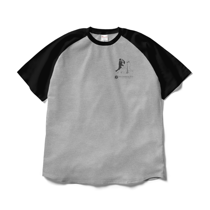 ラグランTシャツ - XL - 杢グレー×ブラック