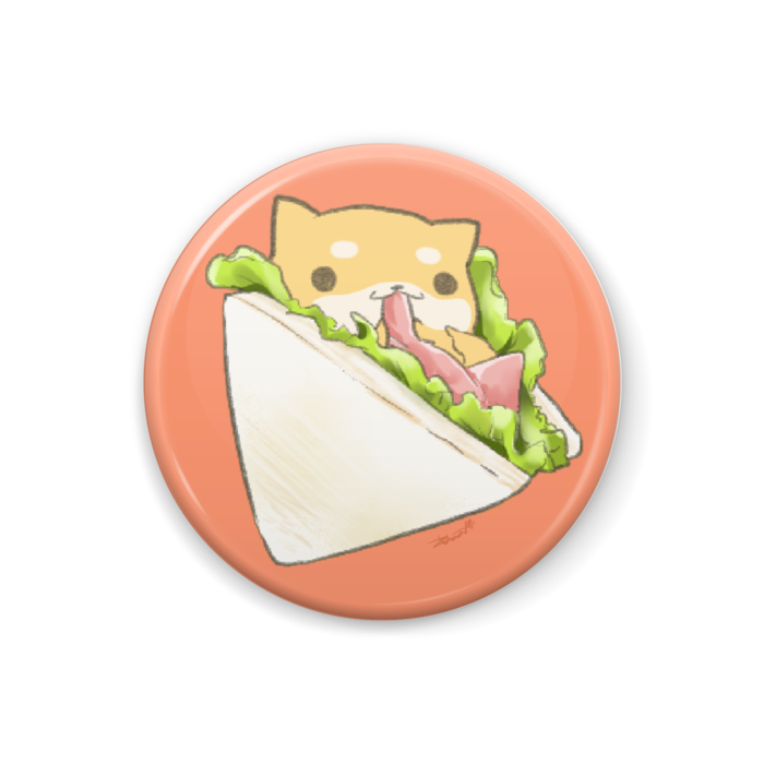 しばいぬくんサンド缶バッジ - 32mm