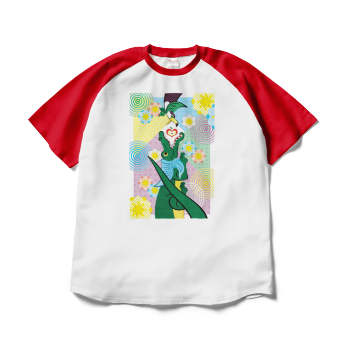 ラグランTシャツ - XL - ホワイト×レッド