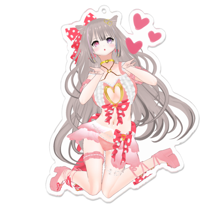 見つめながら...❤︎Pink ver.キーホルダー(通常版)(To stare♡Pink ver.keychain standard)- 100 x 100 (mm)(1)