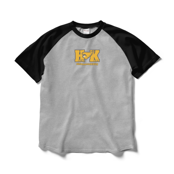 ラグランTシャツ - L - 杢グレー×ブラック