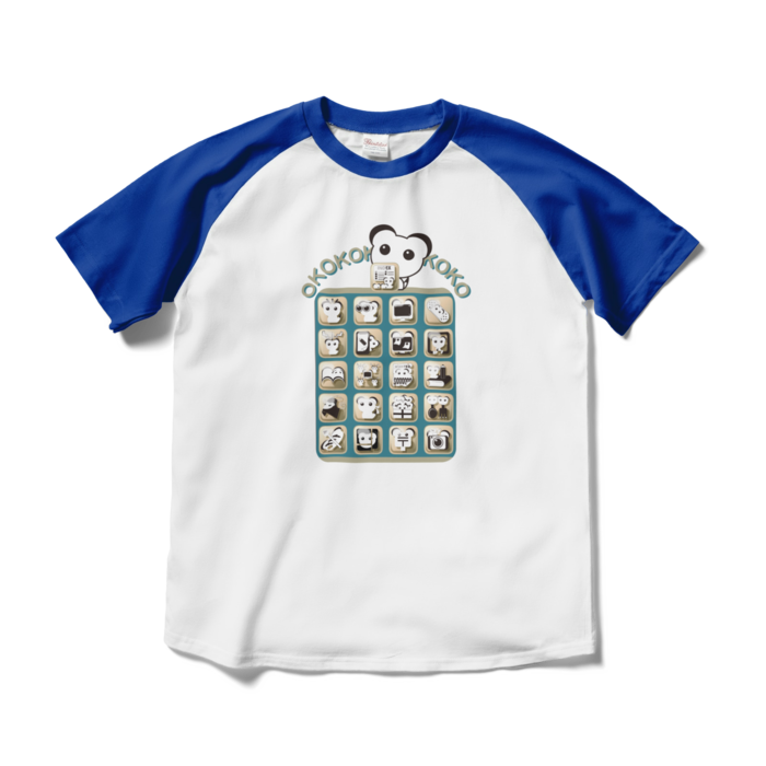 ラグランTシャツ - M - ホワイト×ロイヤルブルー