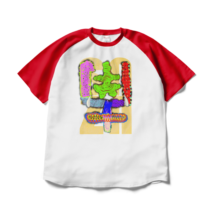 ラグランTシャツ - XL - ホワイト×レッド