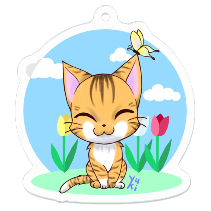花と蝶蝶とねこ - 50 x 50 (mm)