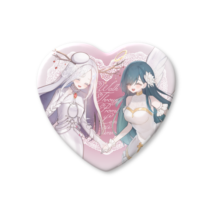 ハート缶バッジ - 57 × 52.5mm